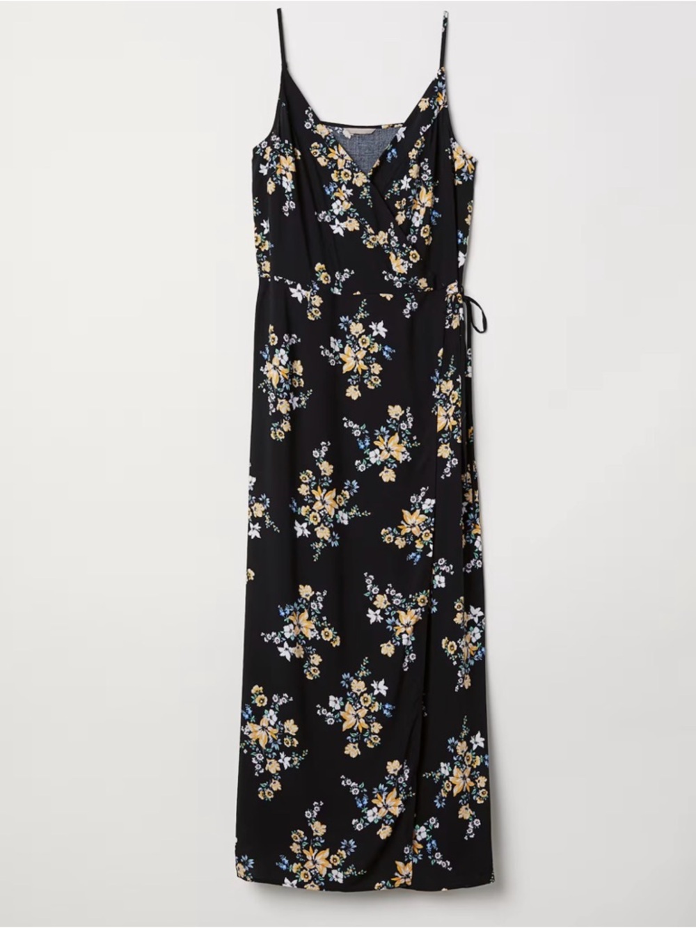 H&M Black floral maxi wrap dress